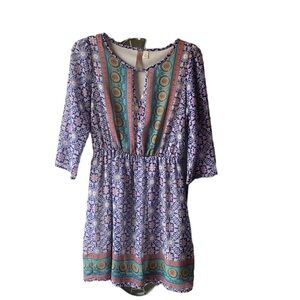 Myna knee length Elastic waist dress Boho print size small